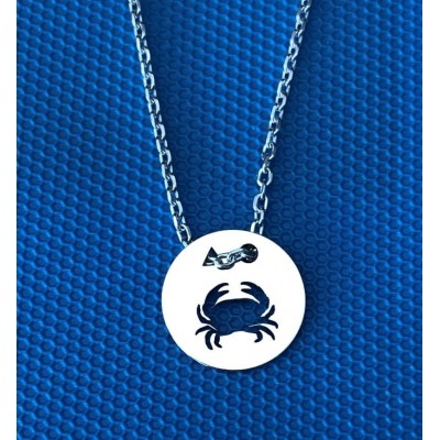 Collier femme argent, créateur CabaneTchanque, Pendentif Crabe